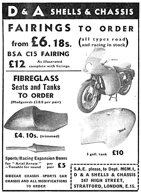 D & A Shells Motor Cycle Fairings, Fuel Tanks & Seats            