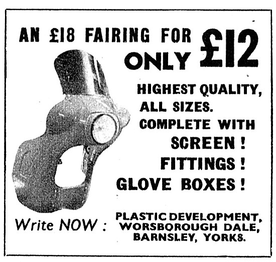 1963 Plastic Development Motorcycle Fairings                     