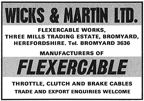 Wicks & Martin Flexercable Motor Cycle Control Cables            