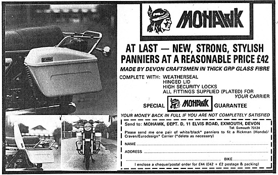 Mohawk Motor Cycle Panniers                                      