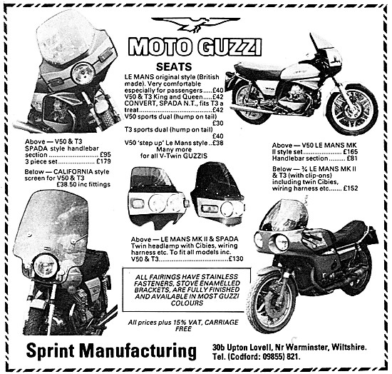 Sprint Manufacturing For Moto Guzzi Motorcycle Seats & Fairings  