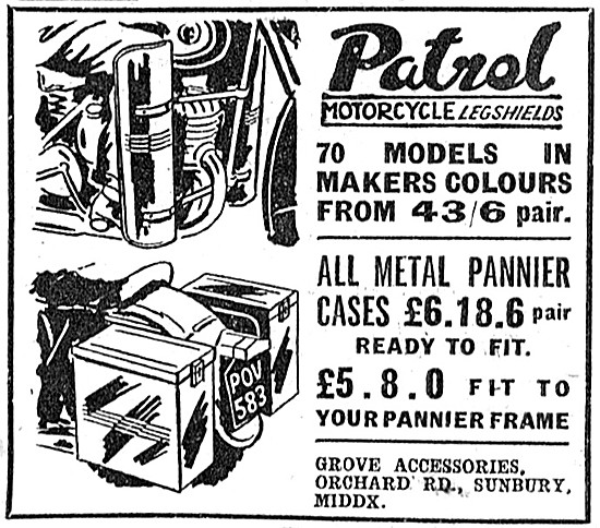 Patrol Legshields - Patrol Panniers 1957 Advert                  