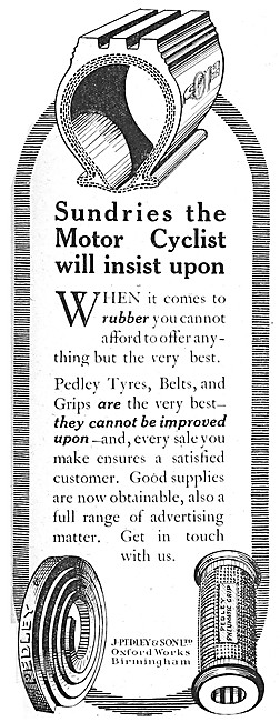 Pedley Tyres, Tubes, Belts &  Handlebar Grips 1920               