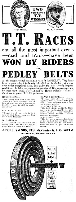 Pedley Motor Cycle Tyres 1914 Advert                             