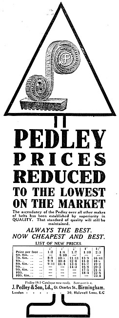 Pedley Motor Cycle Drive Belts 1914                              