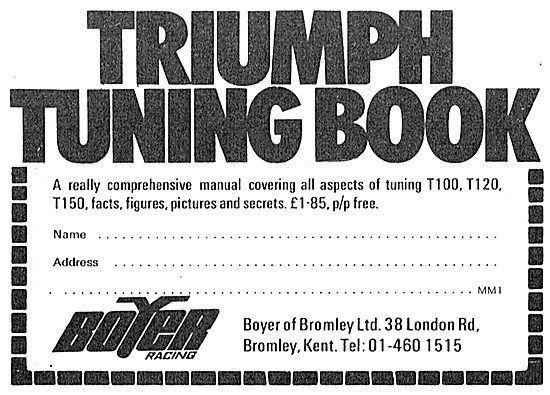 Boyer Triumph Motorcycle Tuning Book                             