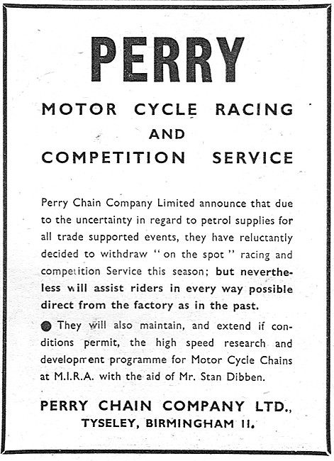 Perry Motor Cycle Racing & Competition Chain Service 1957        