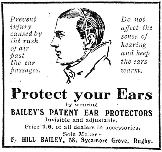 Baileys Patent Ear Protectors. 1920 Advert                       