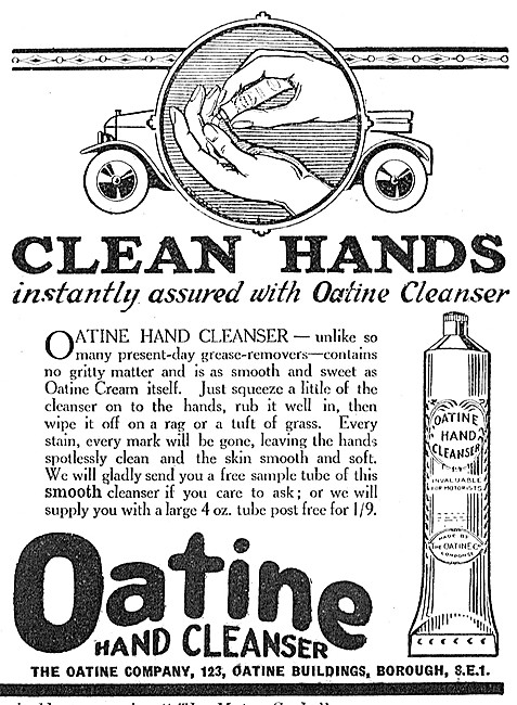 Oatine Hand Cleanser 1923 Advert                                 
