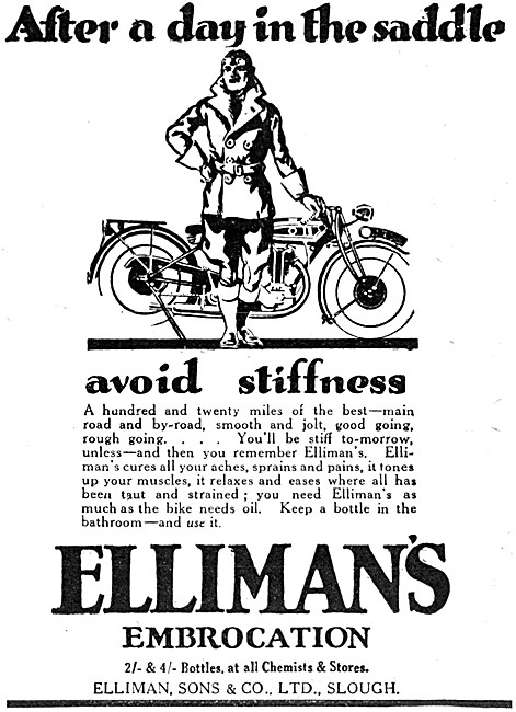 Ellimans Embrocation 1926 Advert                                 