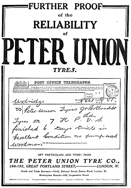 Peter Union Motor Cycle Tyres 1909                               