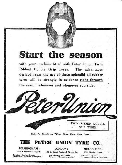 Peter Union Motor Cycle Tyres - Peter Union Twin Ribbed Tyres    