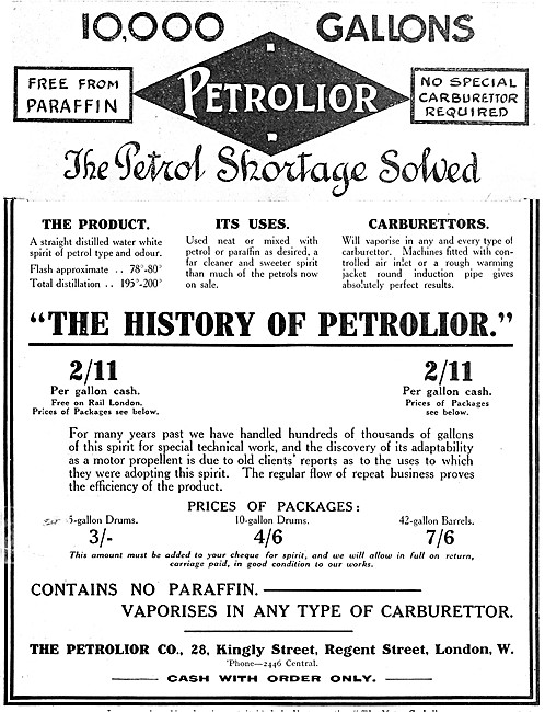 Petrolior Petrol Additive - Petrolior Petrol Substitute 1916     