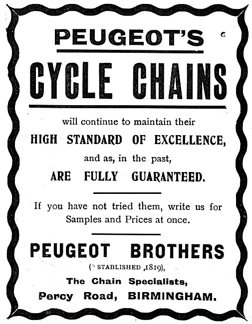 1906 Peugeot Bicycle Chains                                      