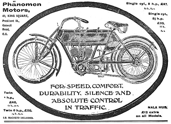 1908 Phänomen 8 hp V Twin Motor Cycle                            