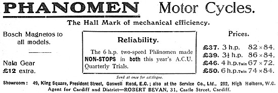 Phänomen 6 hp Two-Speed Motor Cycle                              