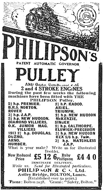 Philipson's Automatic Motor Cycle Governer Pulley                