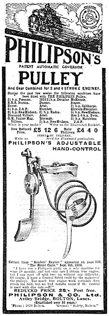 Philipsons Automatic Motor Cycle Governer Pulley                 