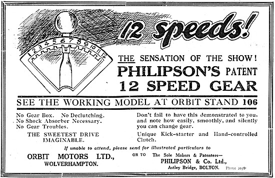 1923 Philipsons 12 Speed Motor Cycle Gear                        