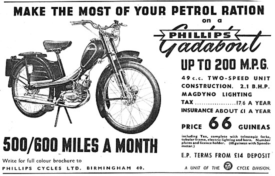 1957 Phillips Gadabout Moped 50 cc                               