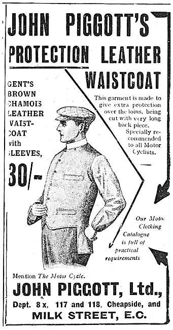 Piggots Motorcyclists Leather Waistcoat 1910 Style               