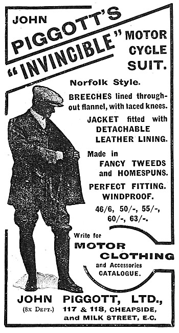 Piggotts Invincible Motor Cycle Suit 1910 Style                  
