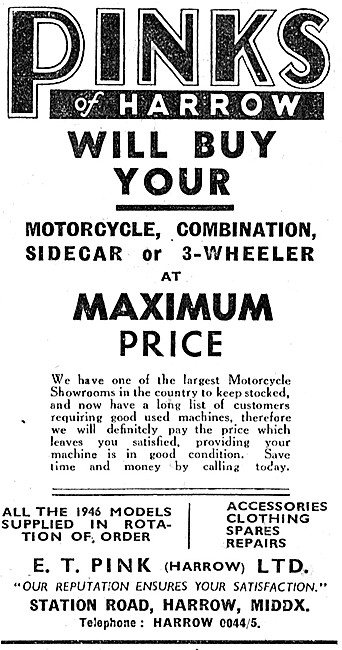 Pinks Of Harrow Motorcycle & Scooter Sales                       