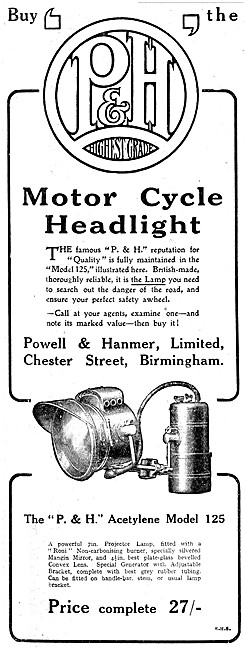 1912 Powell & Hanmer Motor Cycle Headlight                       