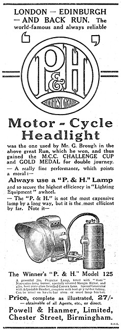 Powell & Hammer Motor Cycle Headlight 1912                       