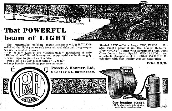 Powell & Hanmer Motor Cycle Lighting Set                         