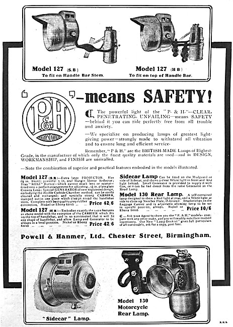 1914 Powell & Hanmer Model 127 Motor Cycle Light                 