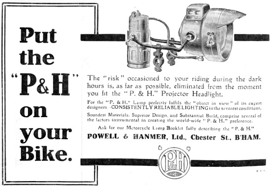 1916 Powell & Hanmer Acetylene Motor Cycle Projector Headlight   