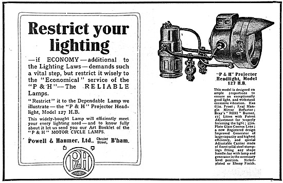 Powell & Hammer Motor Cycle Lighting                             