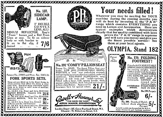 Powell & Hammer Motor Cycle Lighting & Accessories               