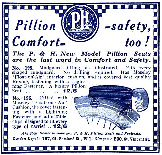 Powell & Hammer Motor Cycle Pillion Seats                        
