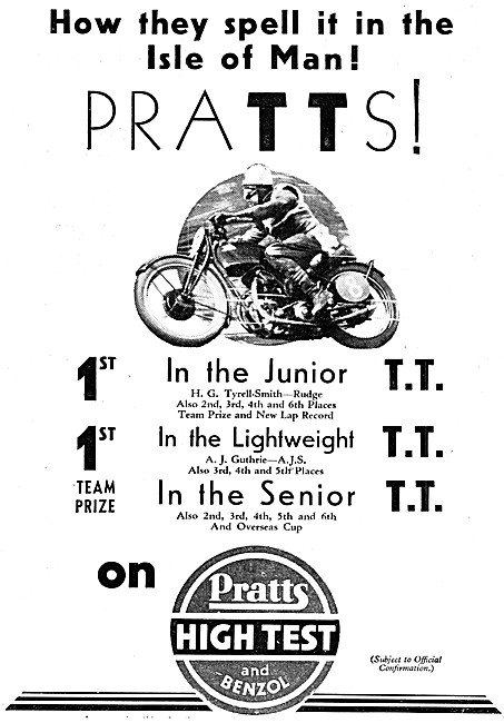 Pratts Hight Test & Benzol Motor Spirit - Pratts Petrol          