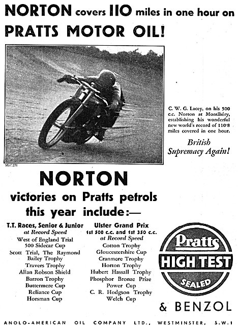 Pratts Motor Spirit - Pratts Petrol - Pratts High Test & Benzol  