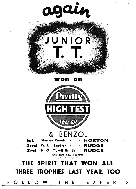 Pratts High Test Petrol & Benxol 1932 Advert                     