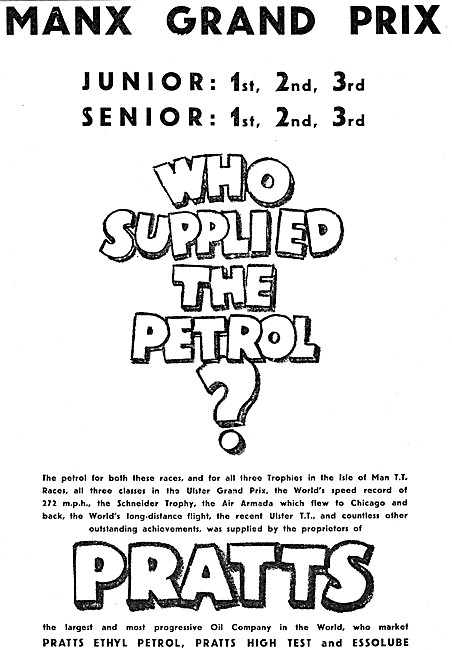 Pratts Motor Spirit - Pratts Ethyl Petrol -  Pratts High Test    