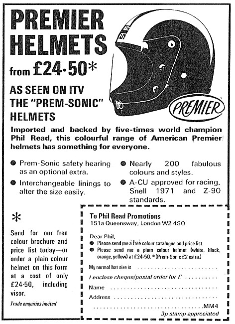 Premier Prem-Sonic Motor Cycle Helmets                           