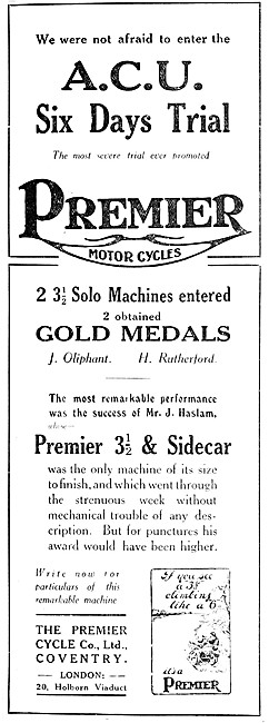 1914 Premier 3 1/2 hp Motor Cycle & Sidecar                      