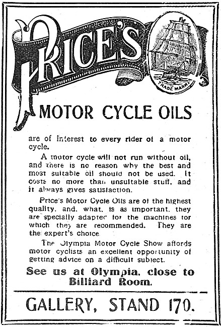 Prices Motor Cycle Oils                                          