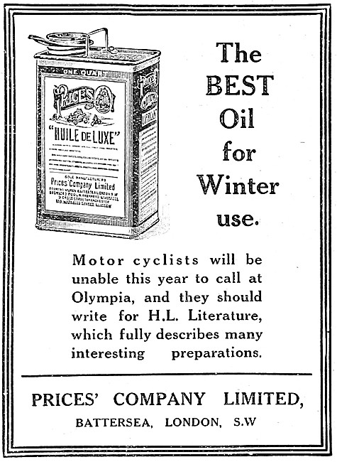 Prices Huile De Luxe Motor Oil Winter Grade 1914 Advert          