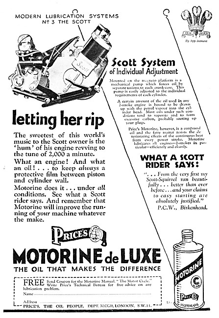 Prices Motorine De Luxe Oil 1929 Advert                          