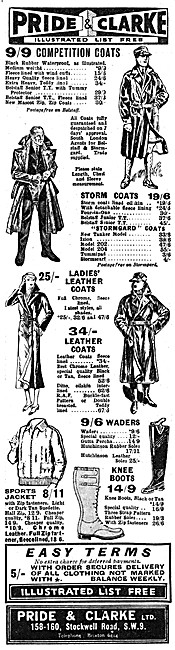 Pride & Clarke Motor Cycle Clothing 1933                         
