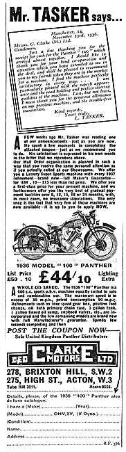 Pride & Clarke Motor Cycle Sales - Panther Model 100             