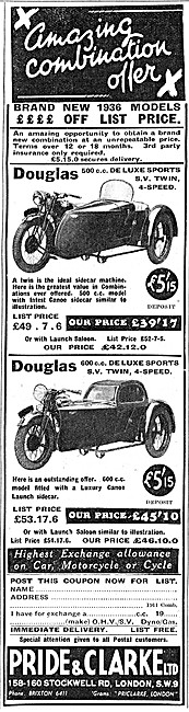 Pride & Clarke Motor Cycle Sales - Douglas 500 cc De Luxe Sports 