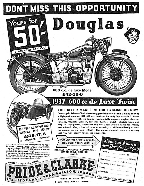 Pride & Clarke Motor Cycle Sales & Parts Stockists. Douglas      