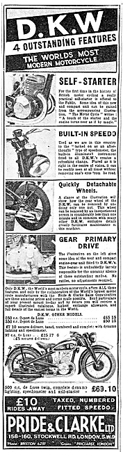 Pride & Clarke DKW Motor Cycle Sales                             