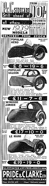 Pride & Clarke Popular Aero Sidecar 1939                         